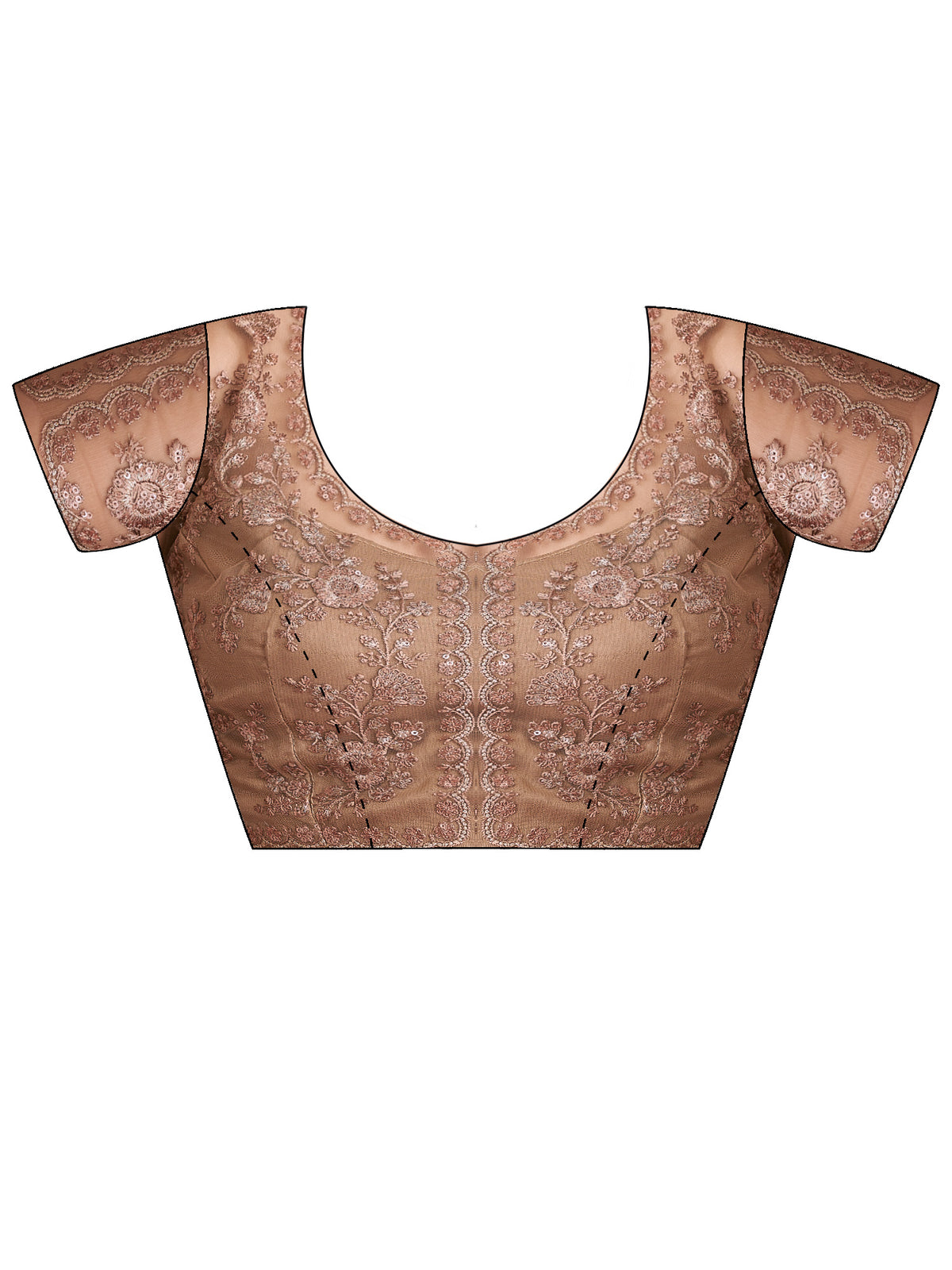 Unstitched beige tussar silk blouse piece with embellished design