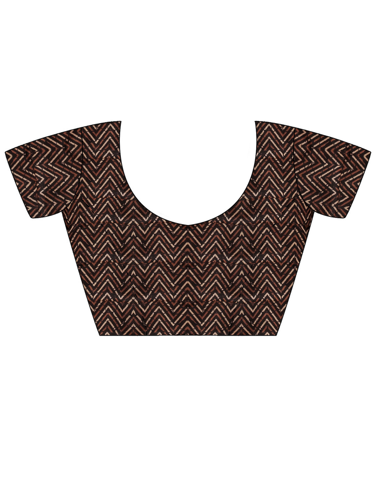 Unstitched black silk blend blouse piece with ethnic motif design