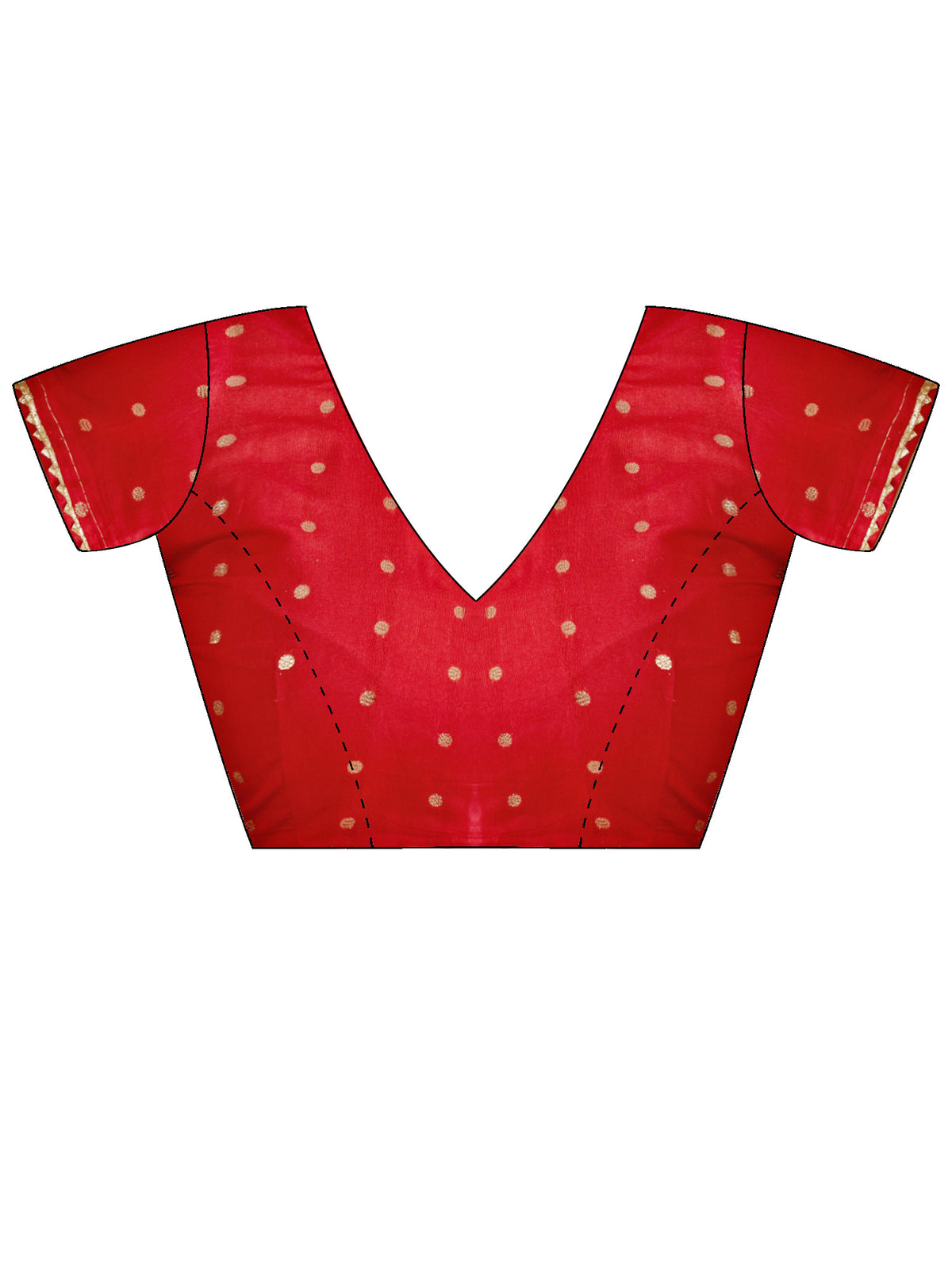 Unstitched red viscose blouse piece with ethnic motif design