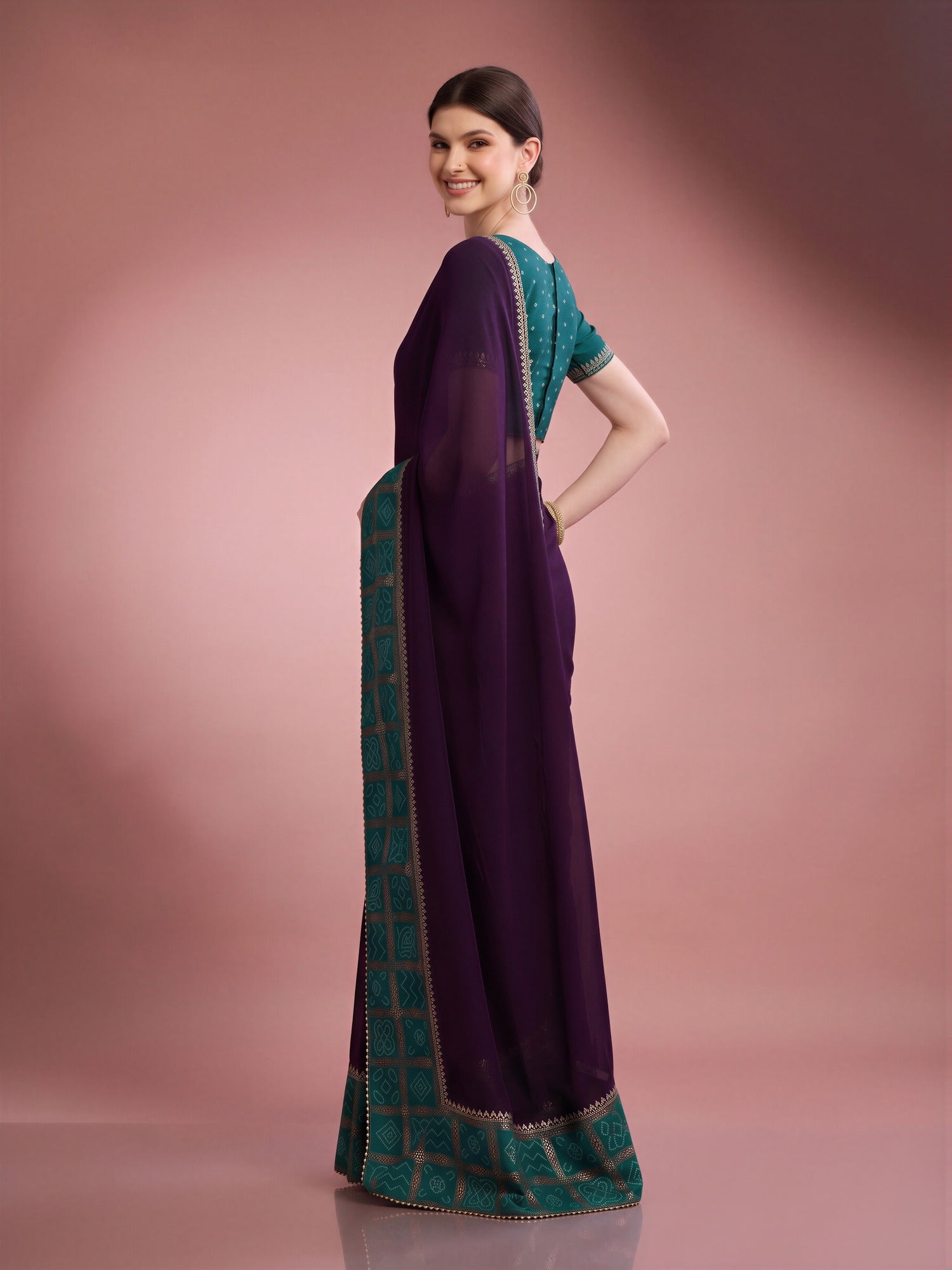 Purple Vichitra Silk saree – detail view 2