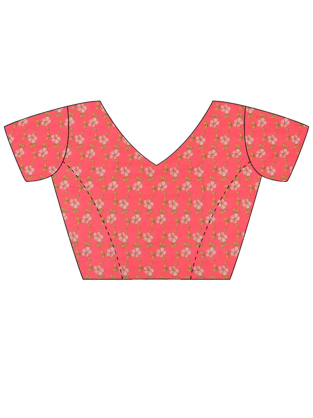 Unstitched pink linen blend blouse piece with floral design