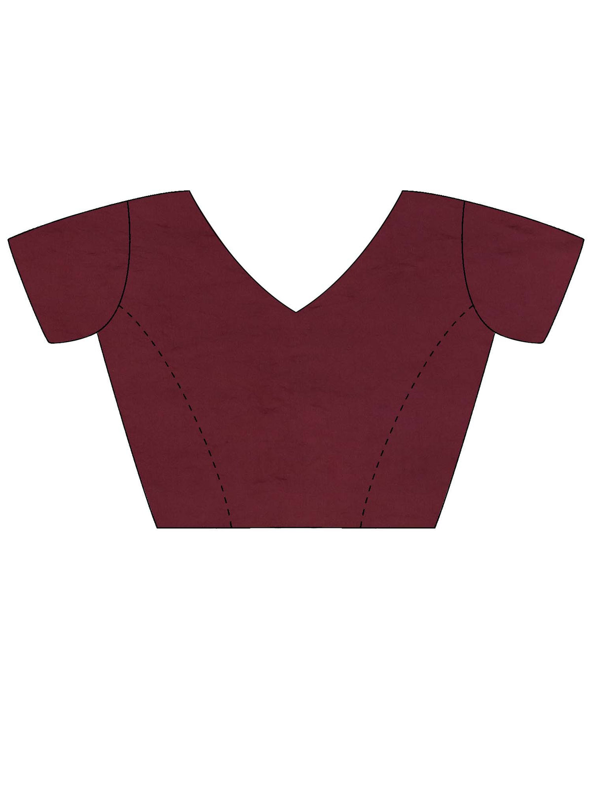 Unstitched wine satin blouse piece with embellished design