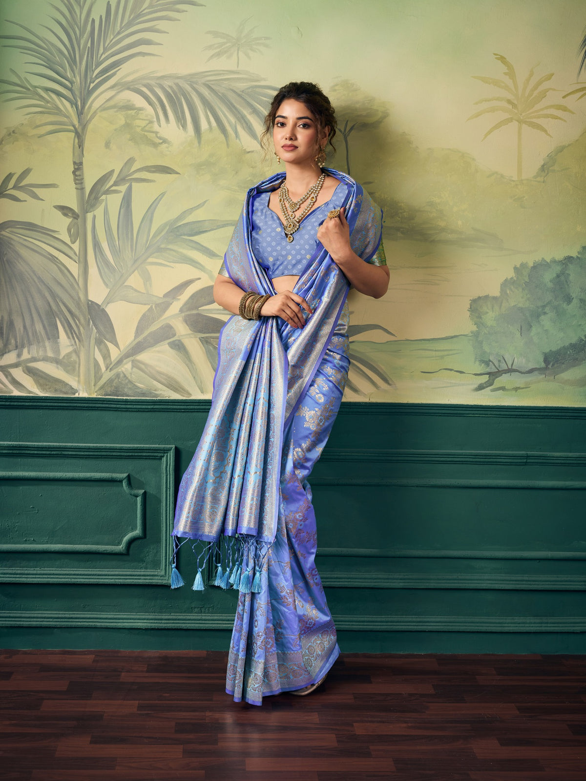 Blue Banarasi Silk saree – detail view 2