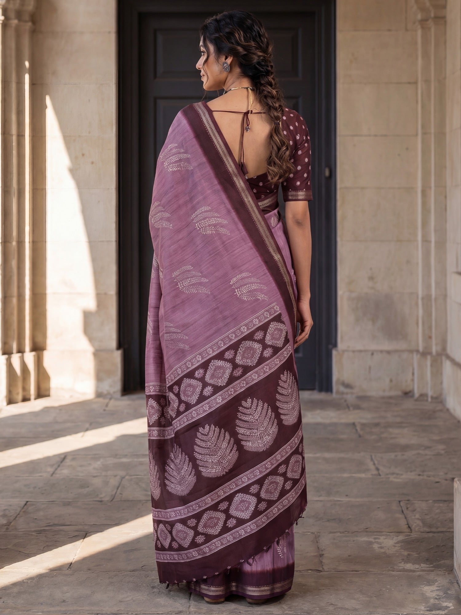 Purple Tussar Silk saree – detail view 1