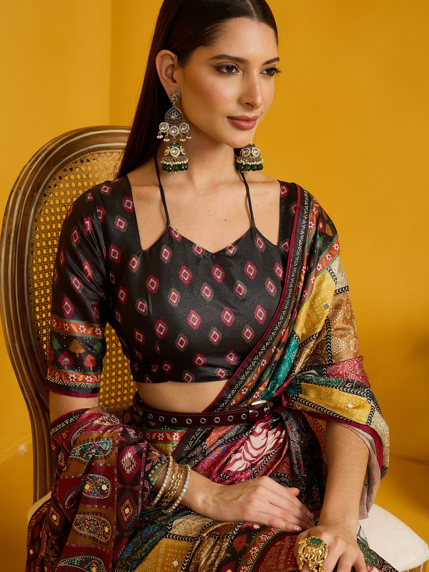 Multicolored Silk Blend saree – detail view 3