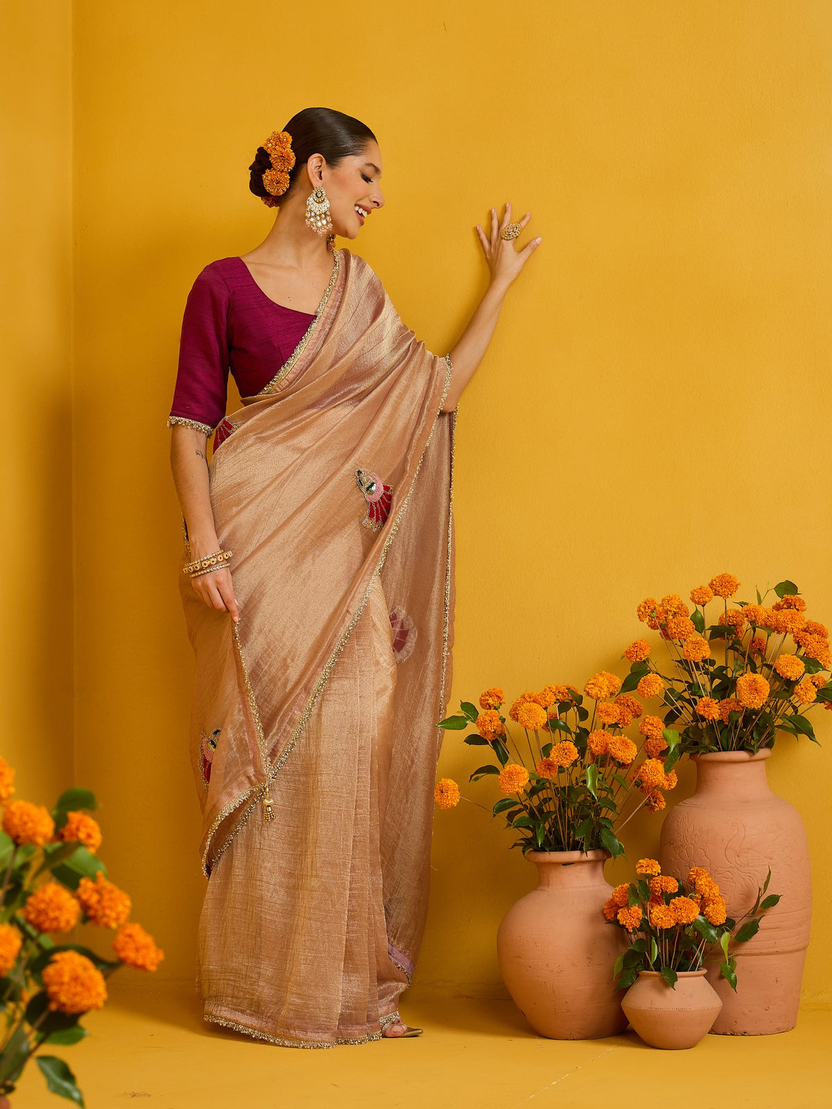 Rose Gold Tissue saree – detail view 2