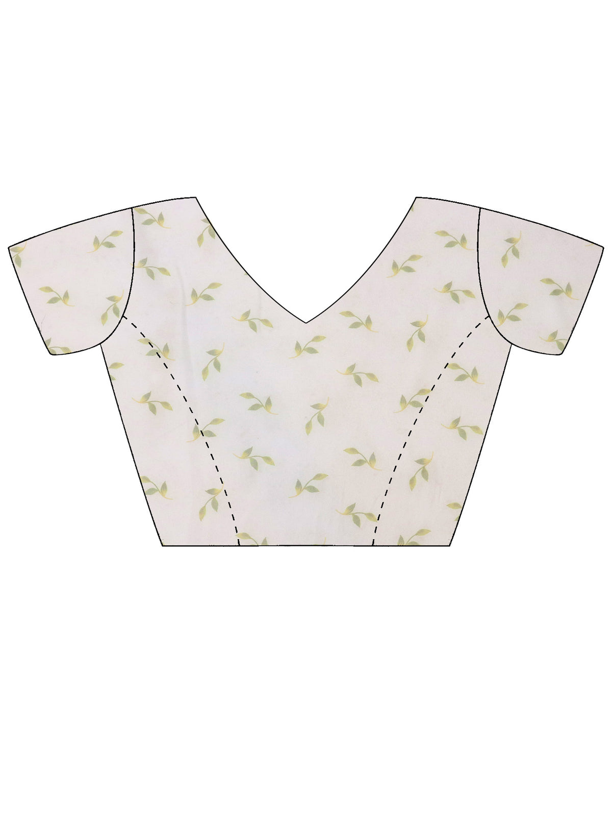 Unstitched white organza blouse piece with floral design