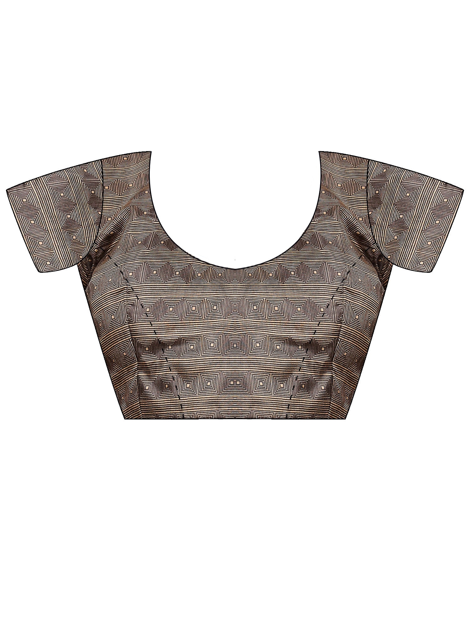 Unstitched grey silk blend blouse piece with ethnic motif design