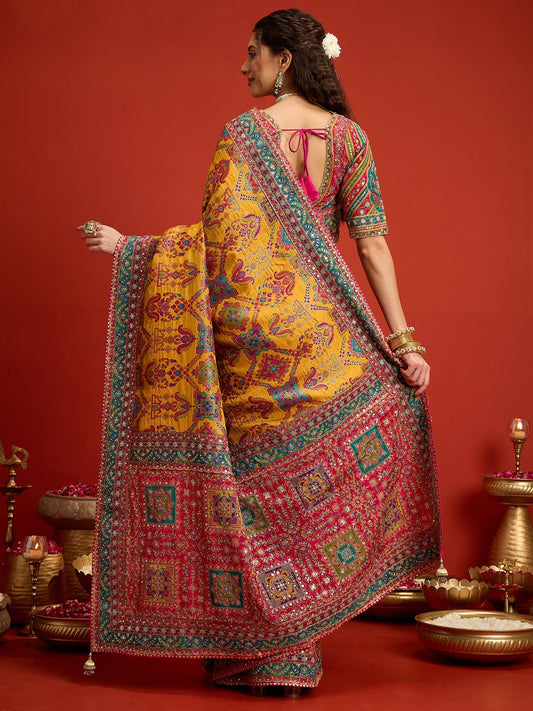 Mustard Silk Blend saree – detail view 1