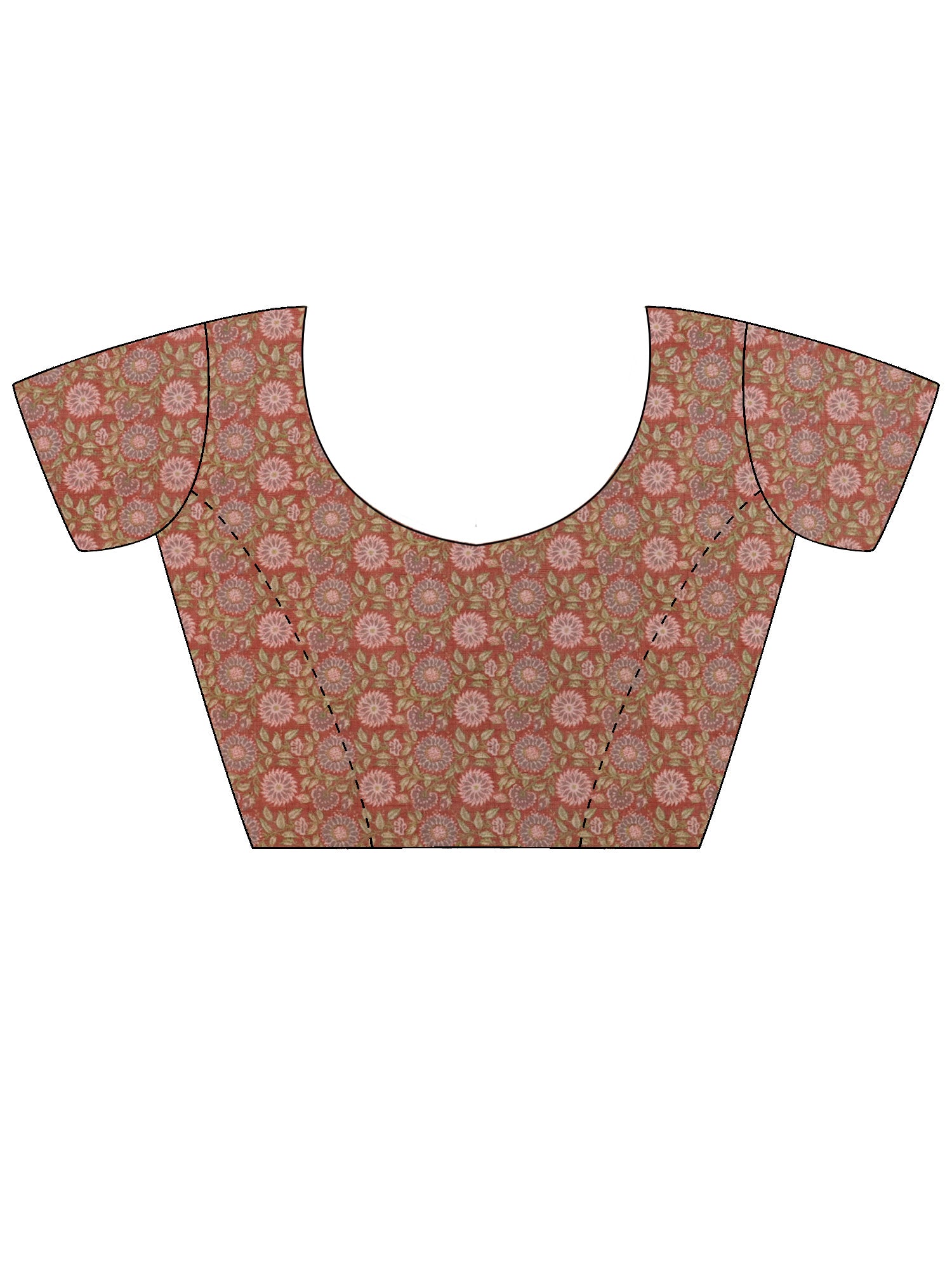 Unstitched multicolored cotton blend blouse piece with floral design