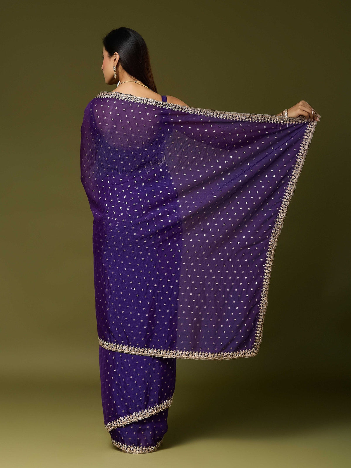 Purple Georgette saree – detail view 6
