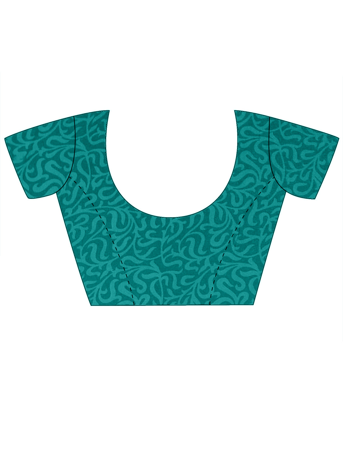 Unstitched teal green crepe blouse piece with abstract design
