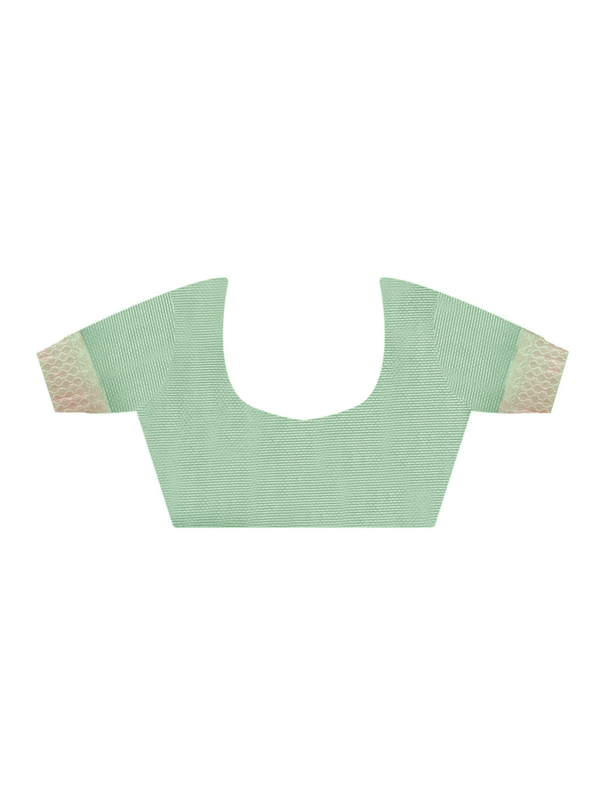 Unstitched sea green linen blouse piece with paisley design