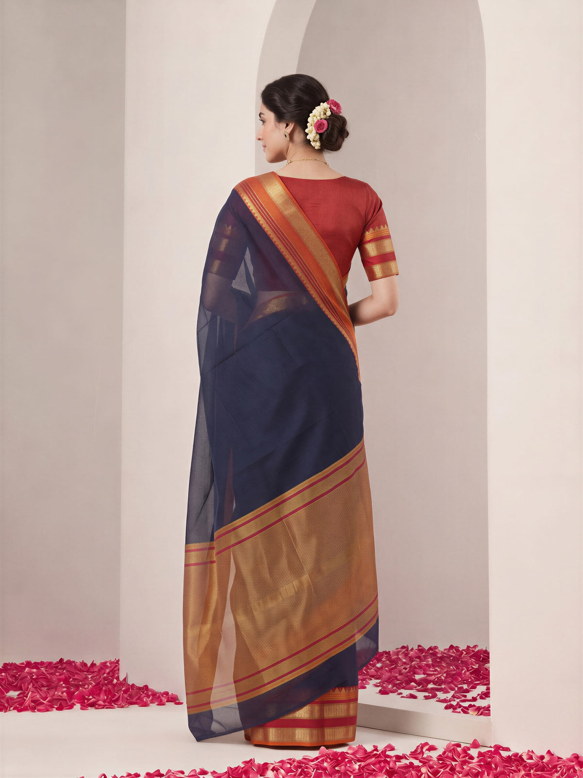 Black kota doria cotton saree view 3