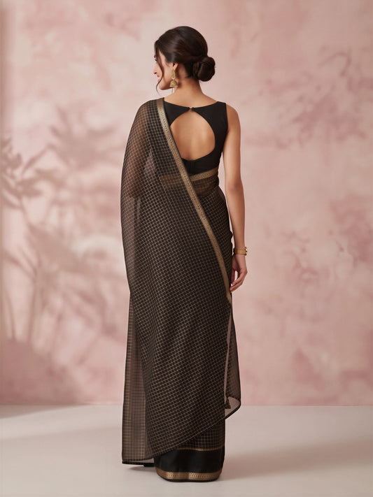 Black Viscose saree – detail view 1