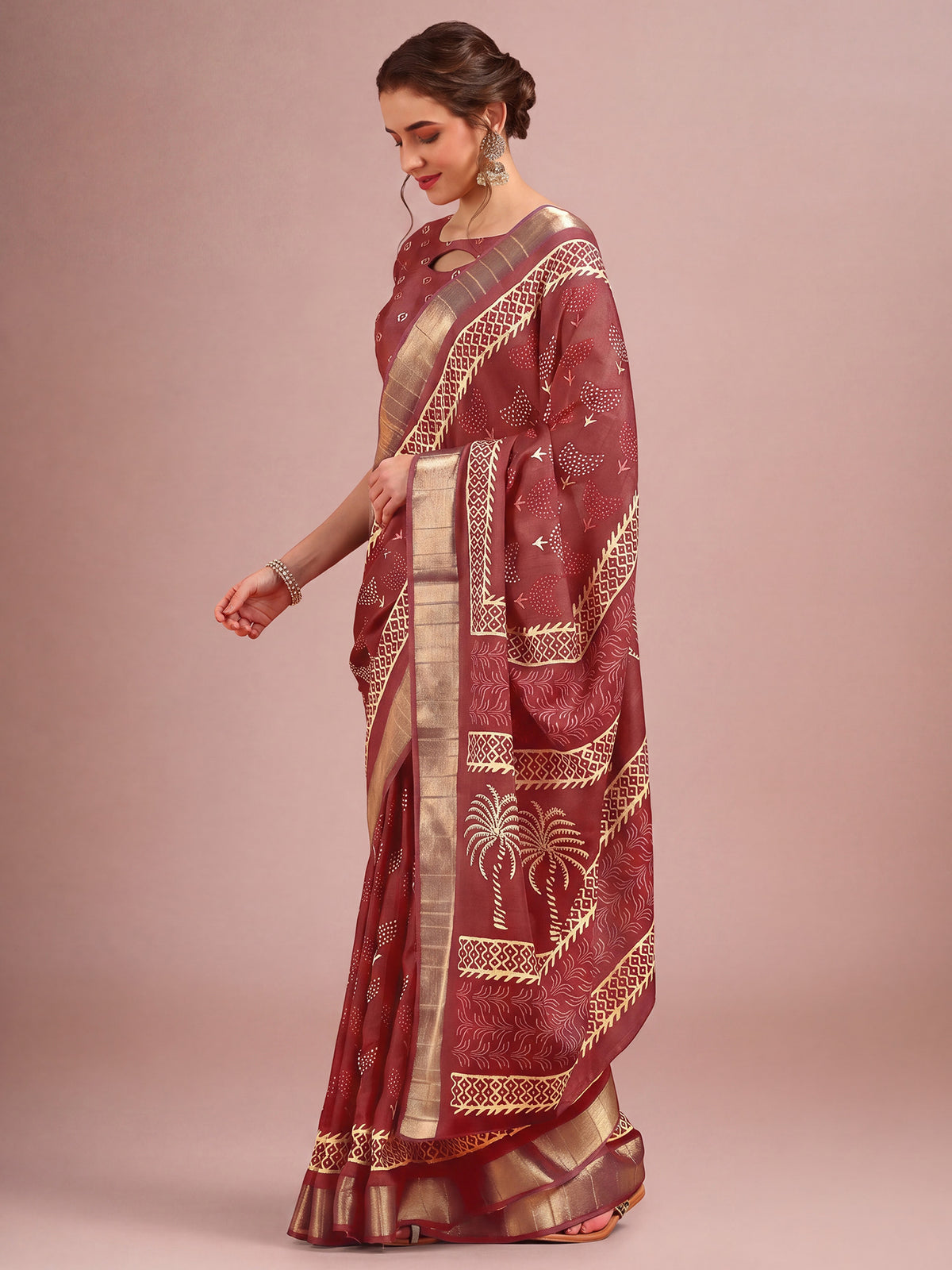 Rust Cotton Silk saree – detail view 2