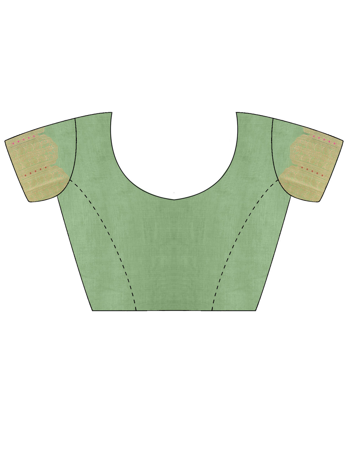 Unstitched mint green silk blend blouse piece with woven design design
