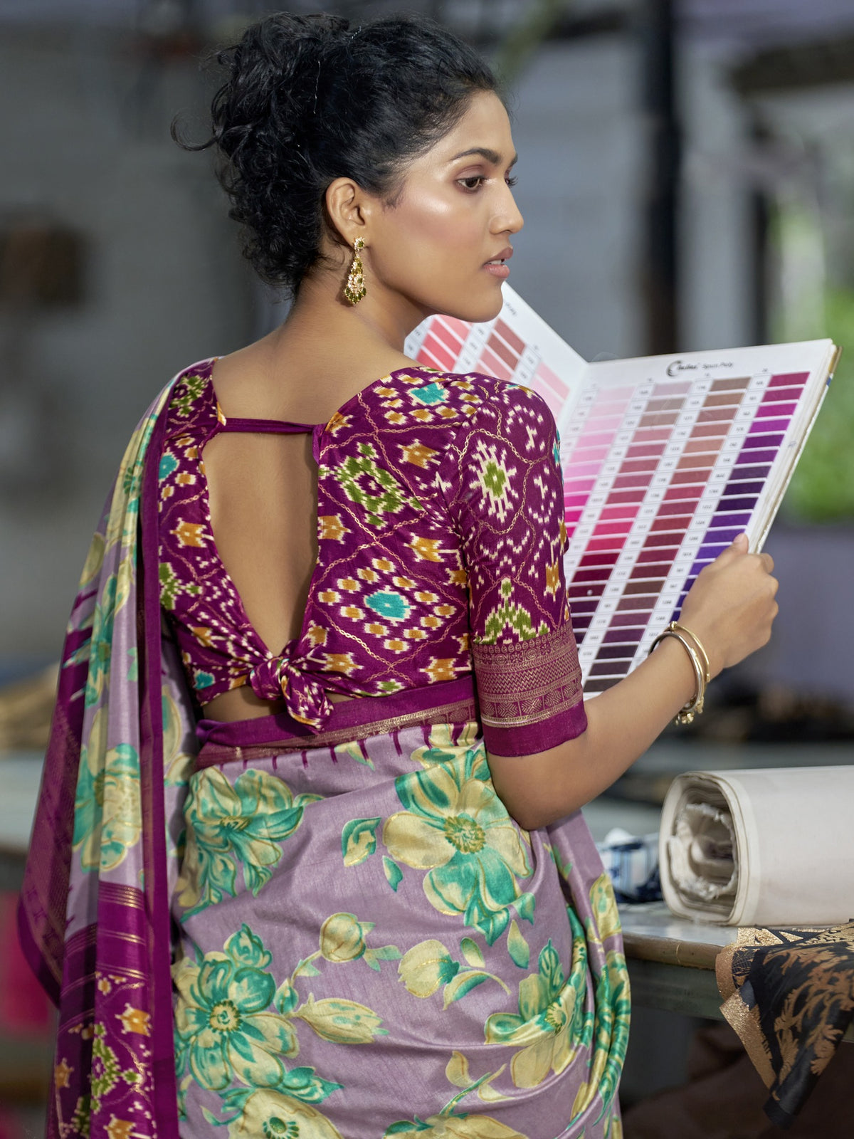 Mauve Tussar Silk saree – detail view 3