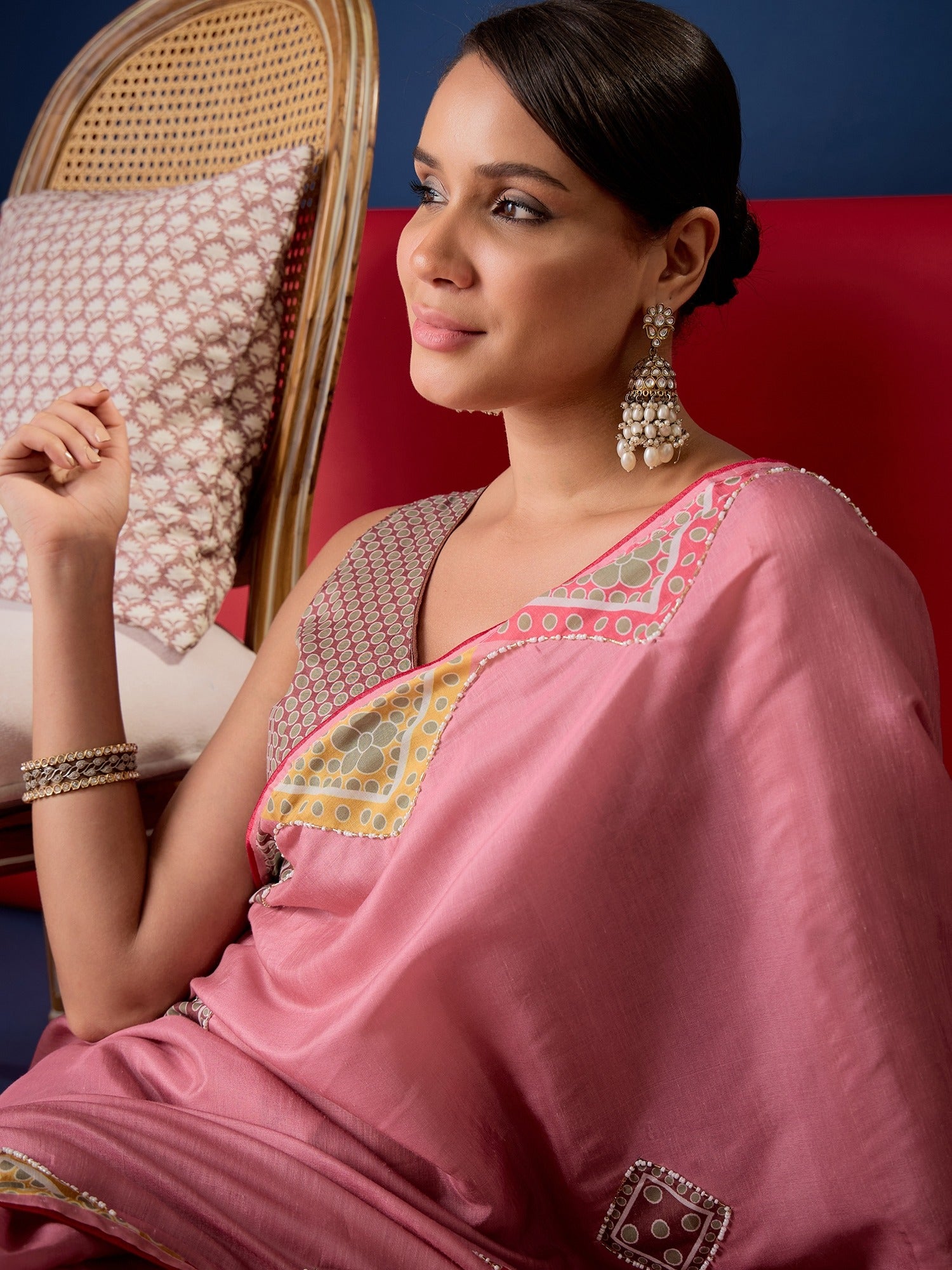 Pink Silk Cotton saree – detail view 6