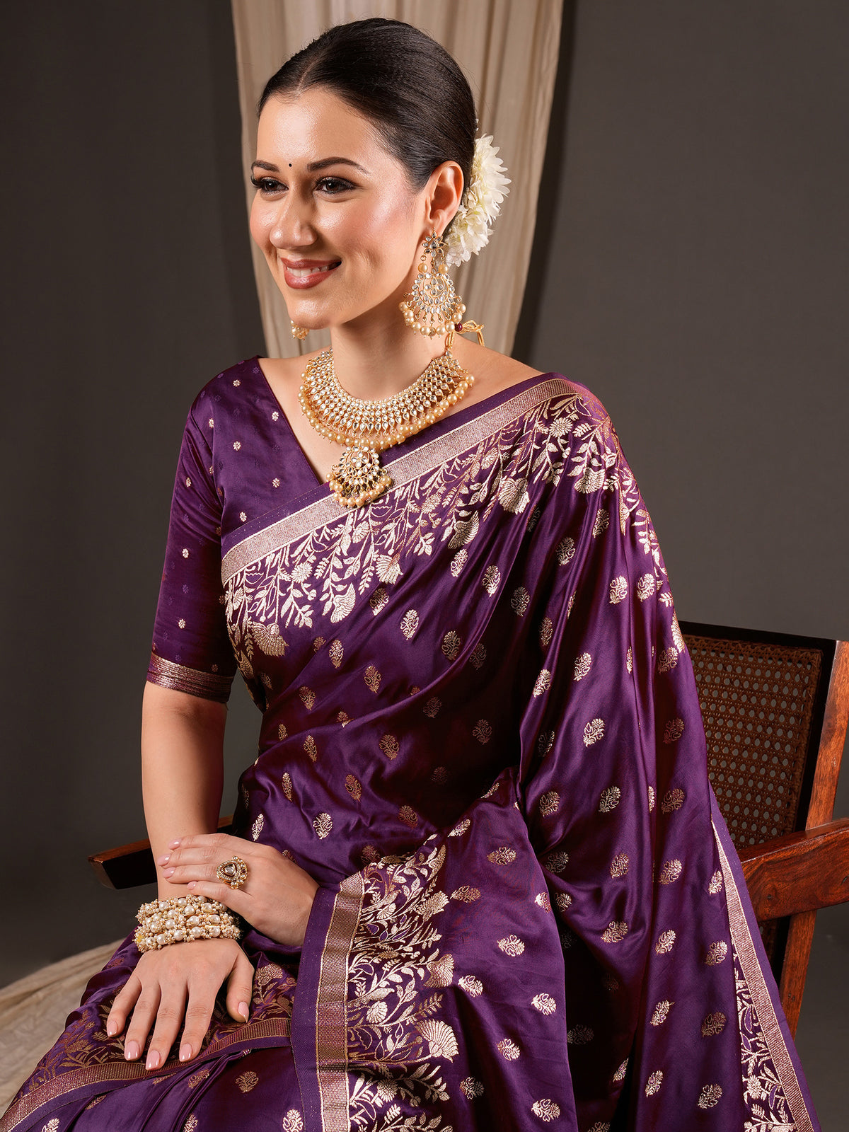 Purple Silk Blend saree – detail view 3