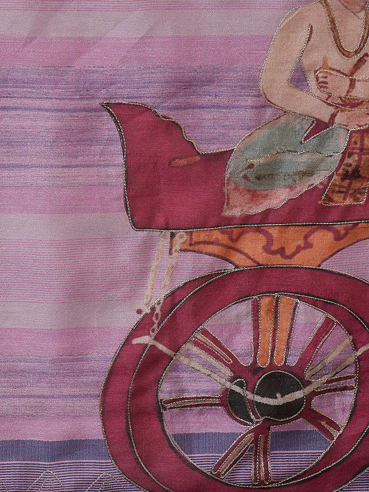 Lavender art silk saree view 7