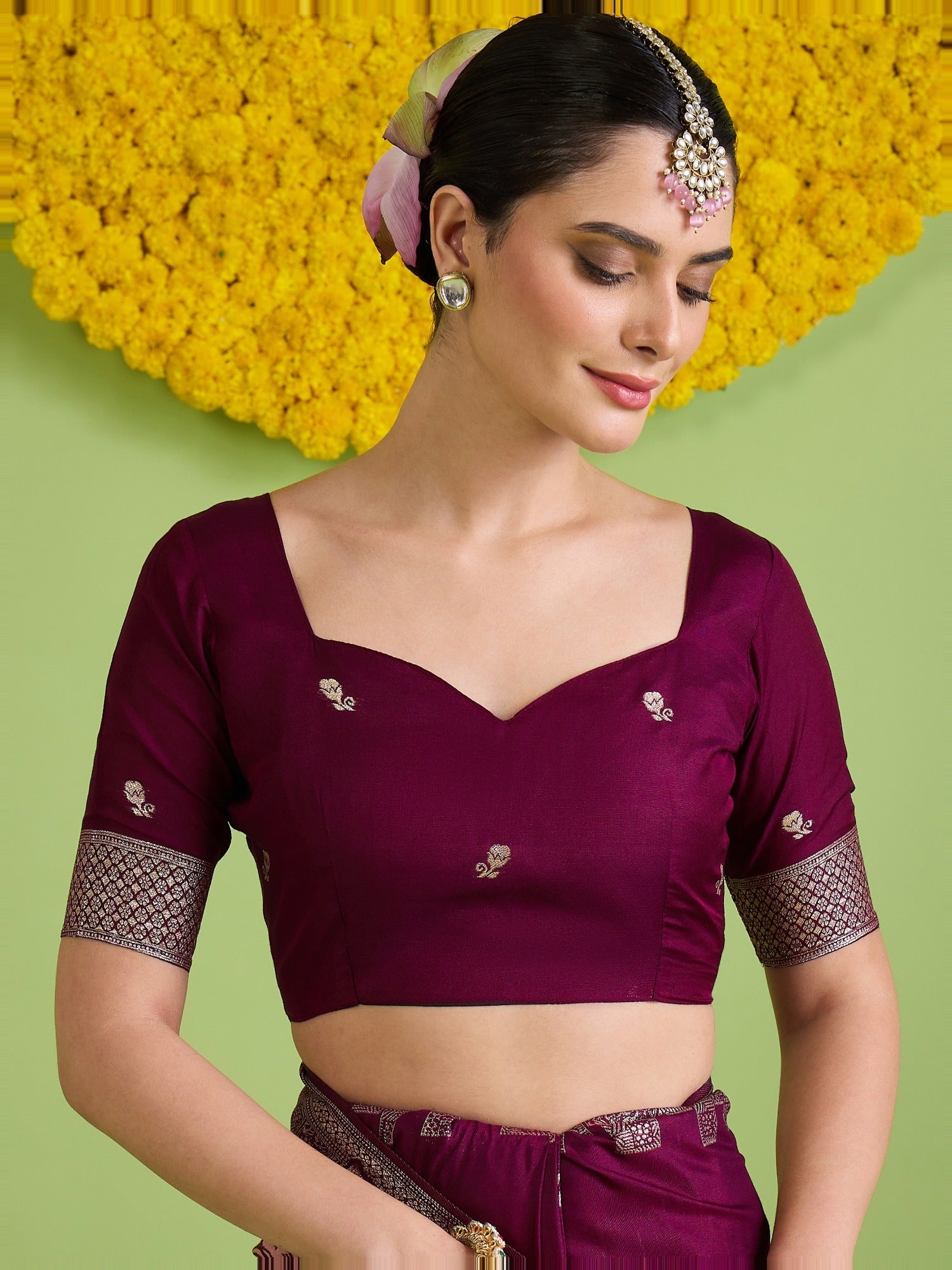 Wine Silk Blend saree – detail view 1
