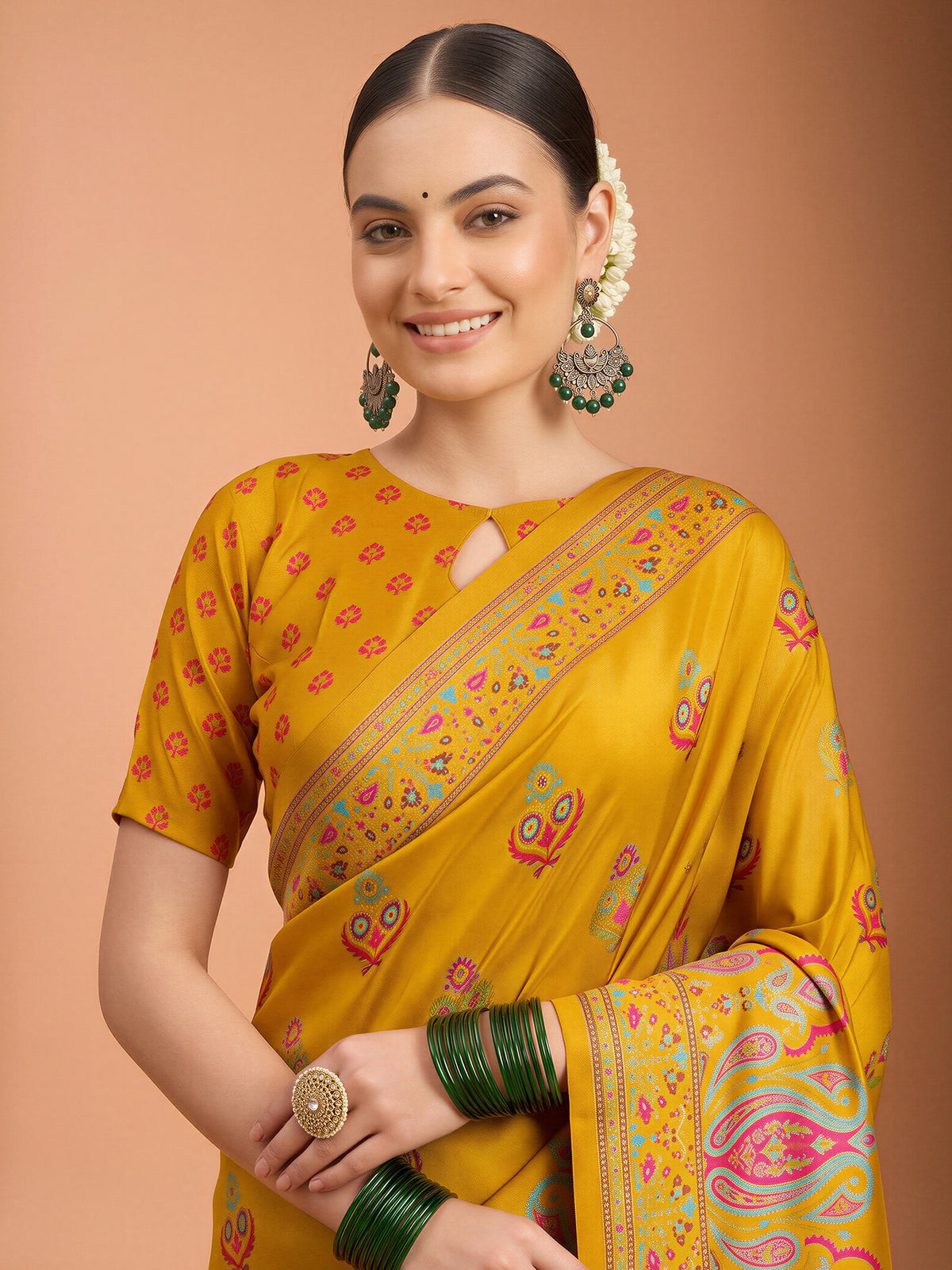 Mustard Silk Blend saree – detail view 4