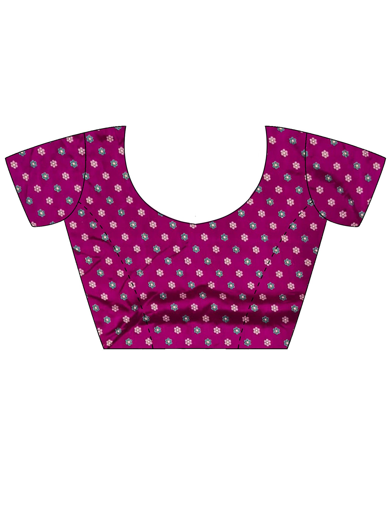 Unstitched purple silk blend blouse piece with ethnic motif design