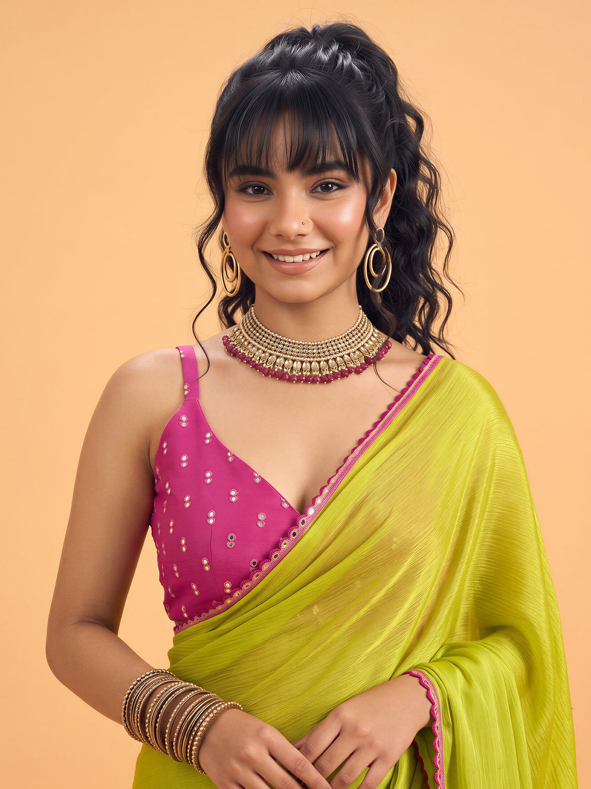 Olive Silk saree – detail view 4