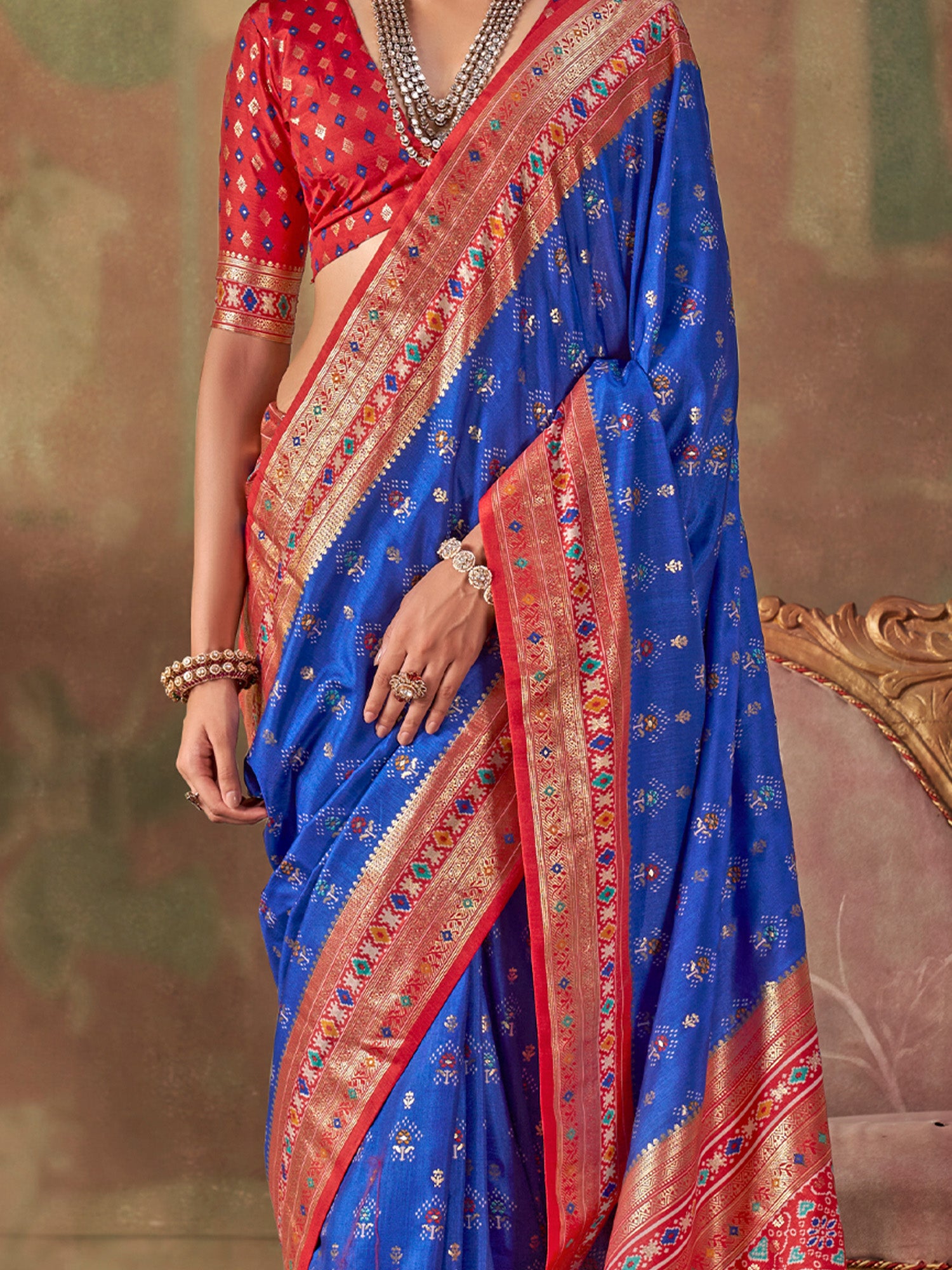 Blue Silk Blend saree – detail view 3