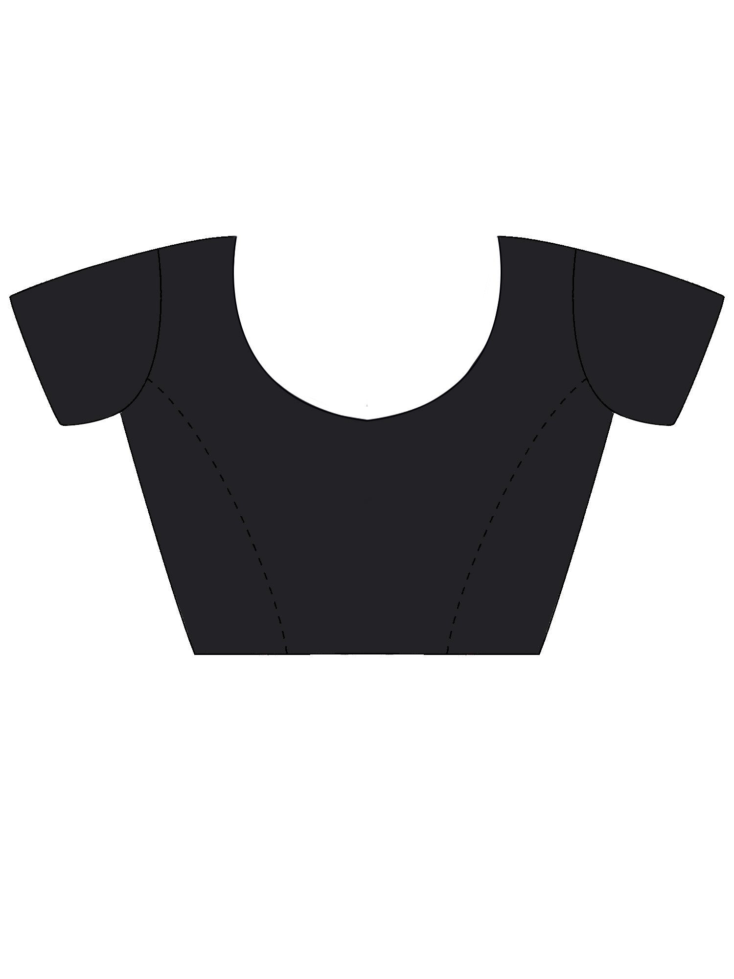 Unstitched black georgette blouse piece with solid design