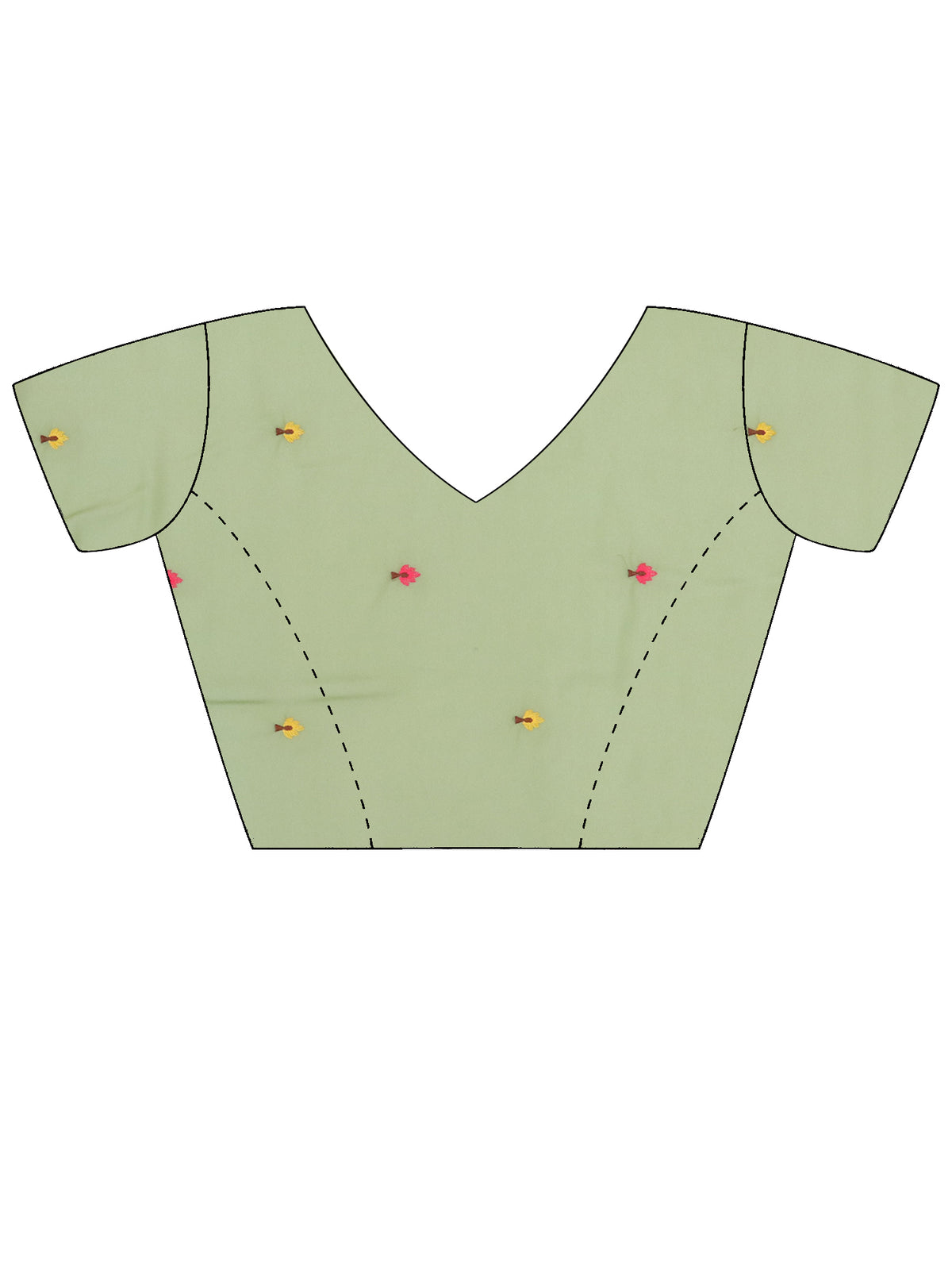 Unstitched sea green georgette blouse piece with embroidered design