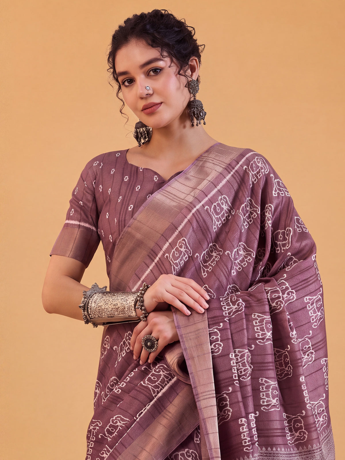 Mauve Silk Blend saree – detail view 2