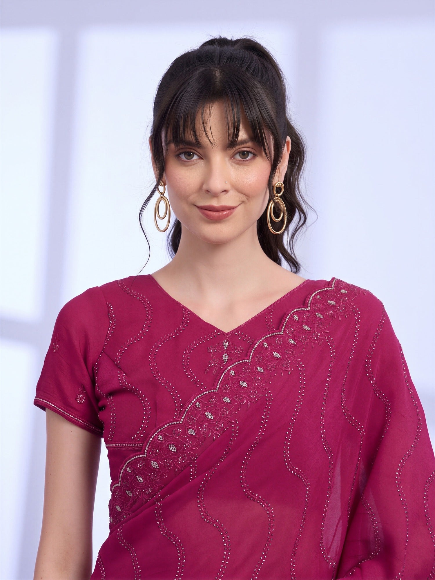 Pink Tissue saree – detail view 4