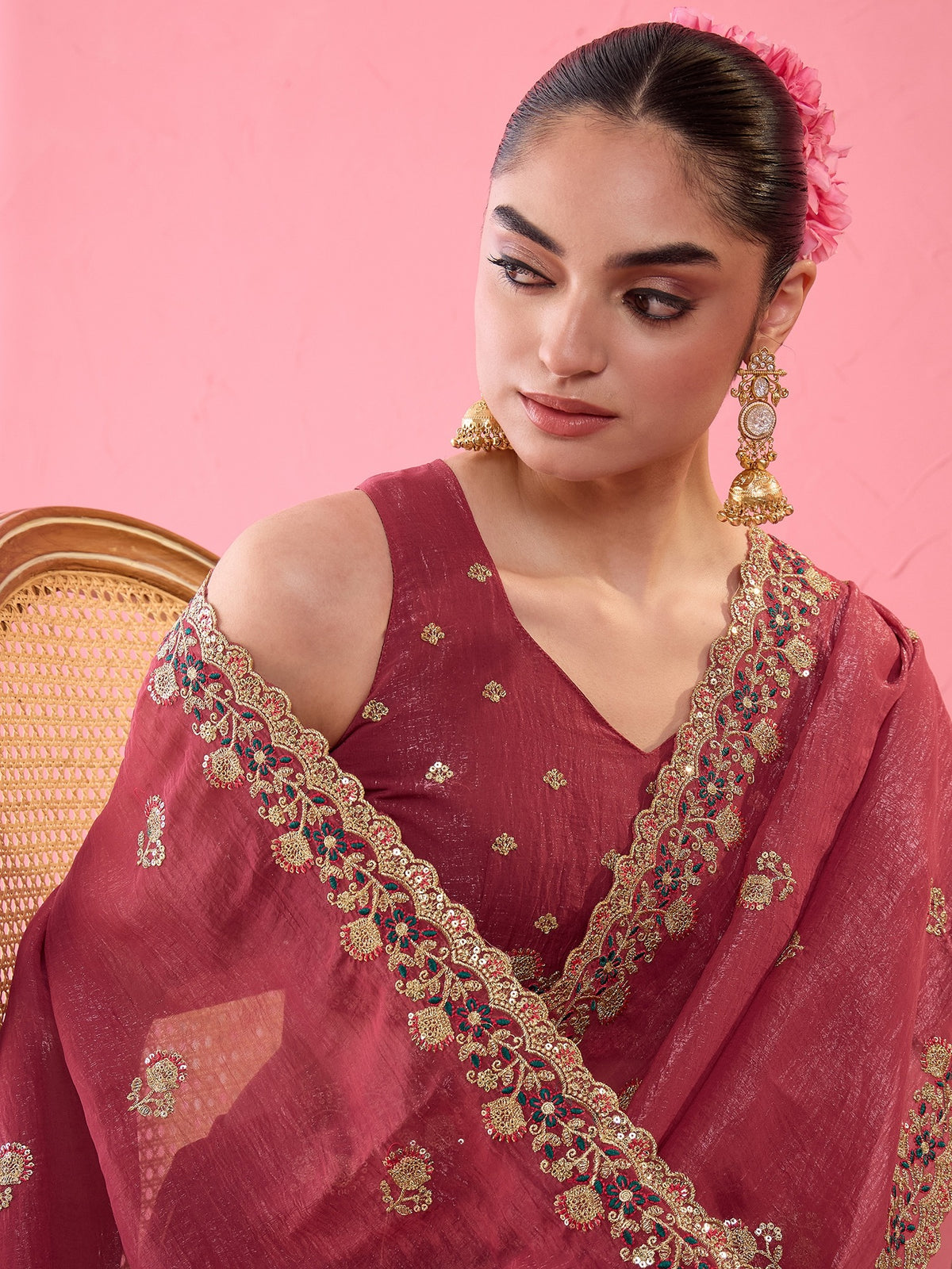 Mauve Tissue saree – detail view 4