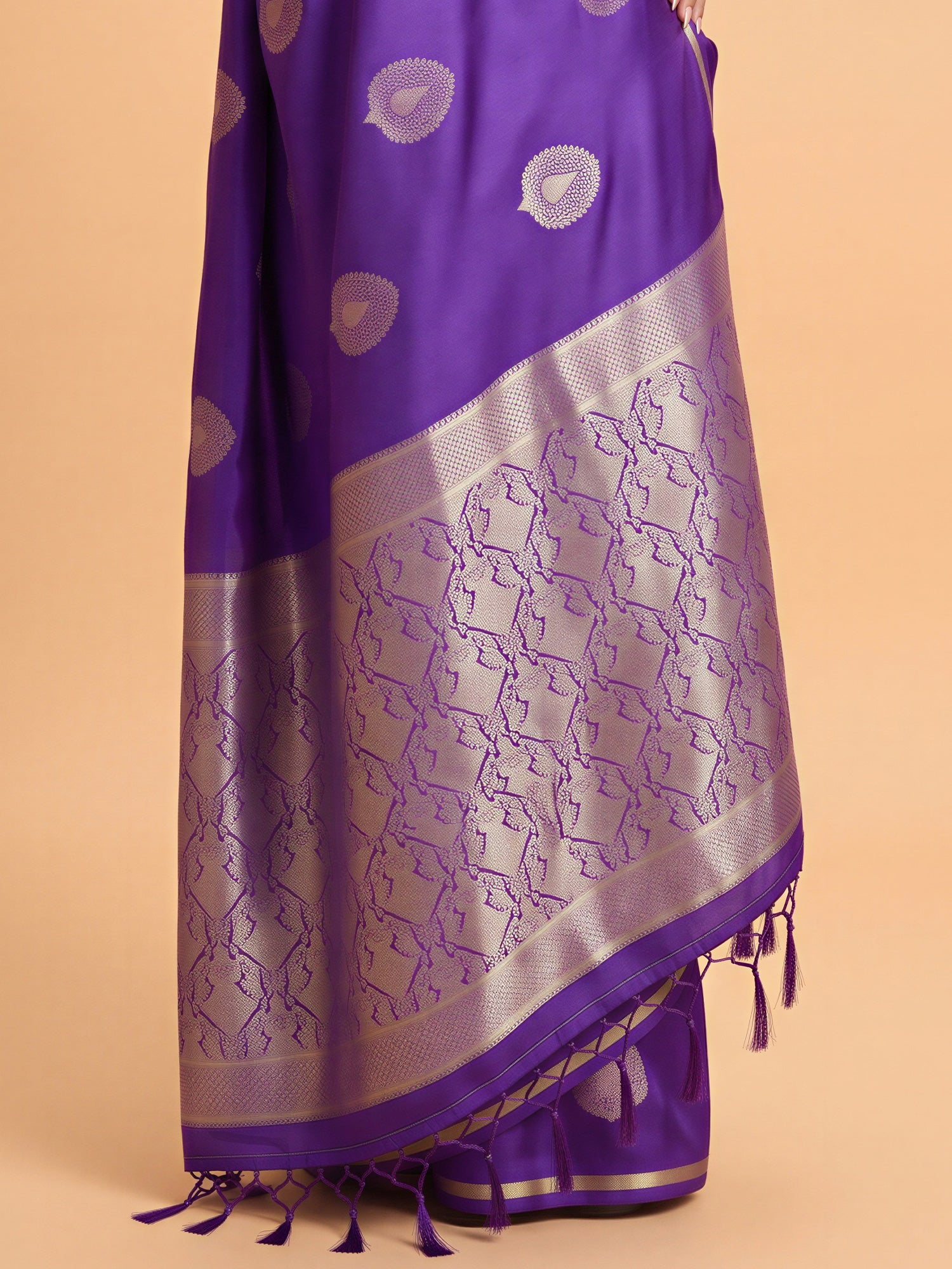 Purple Satin Silk saree – detail view 5