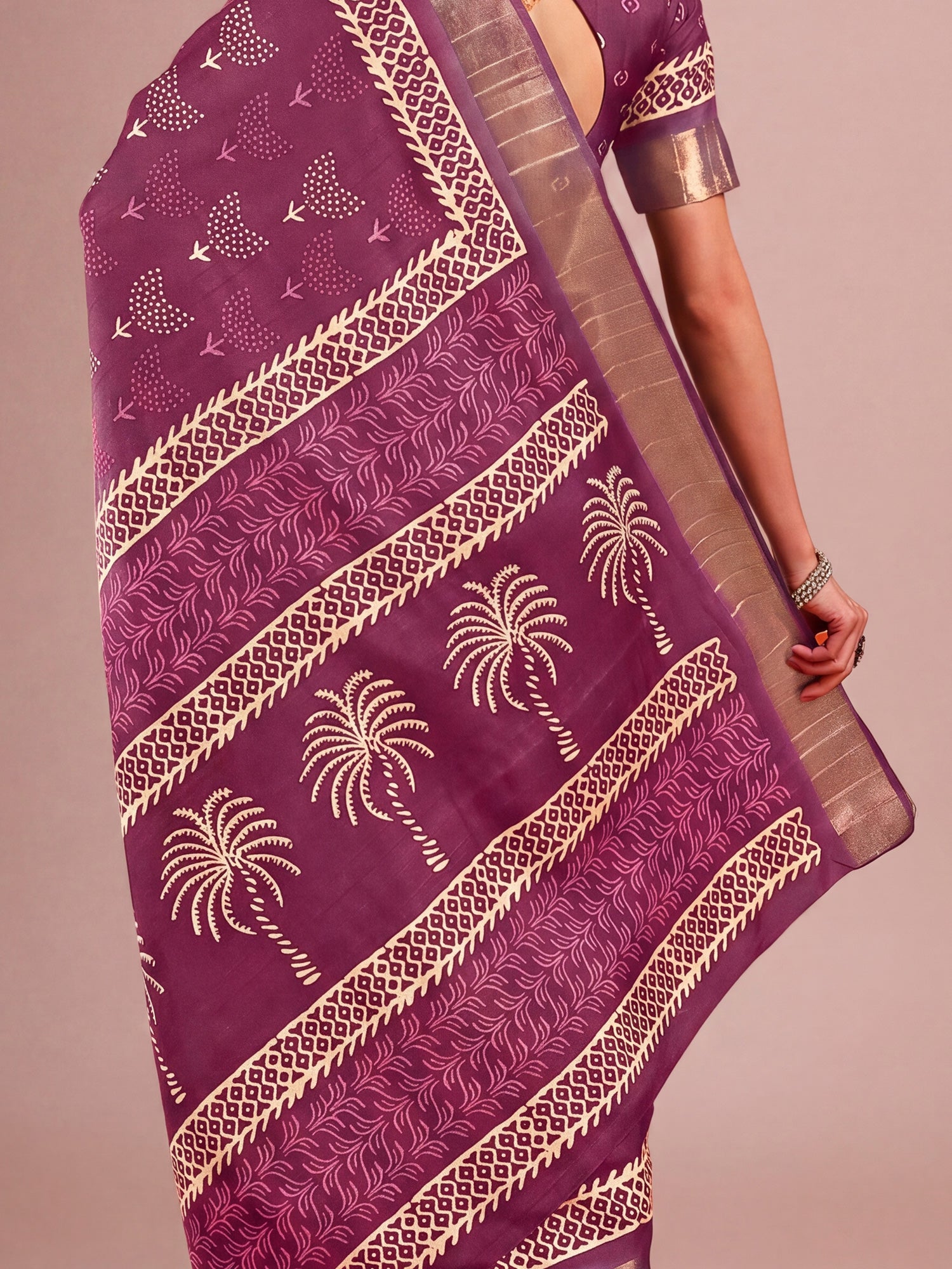 Purple Cotton Silk saree – detail view 5