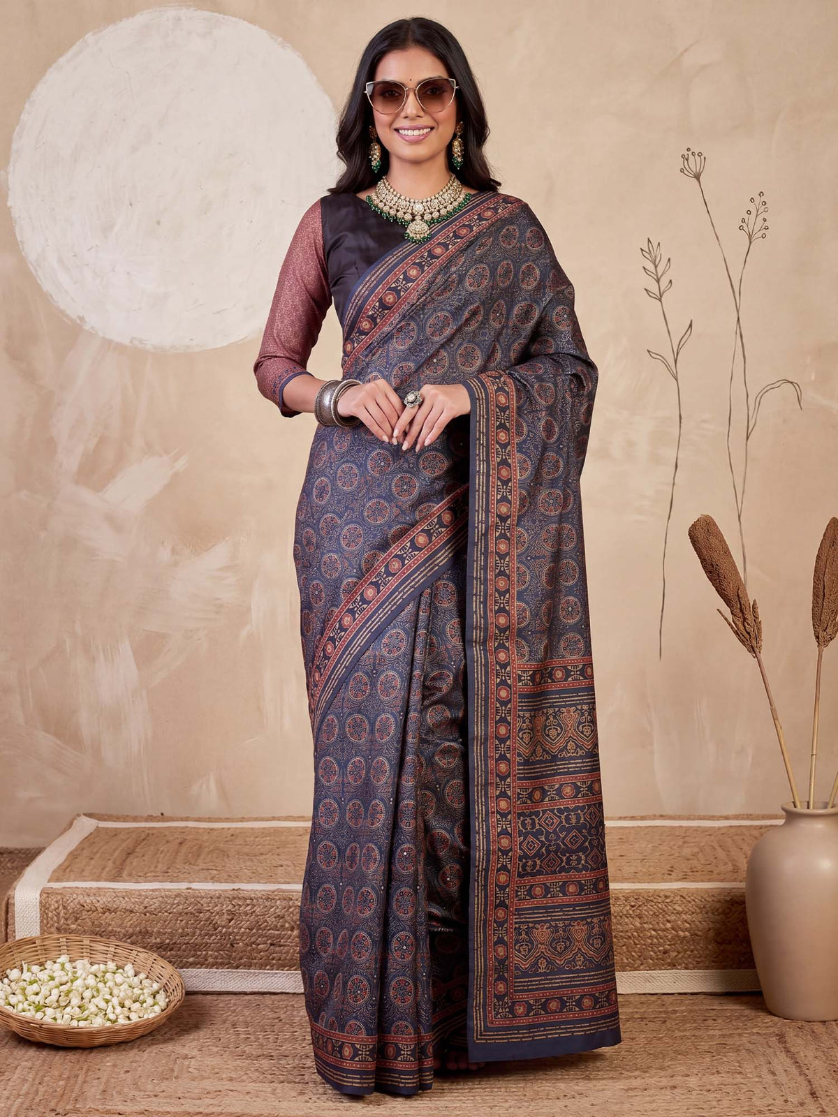 Blue Silk Blend saree – detail view 2