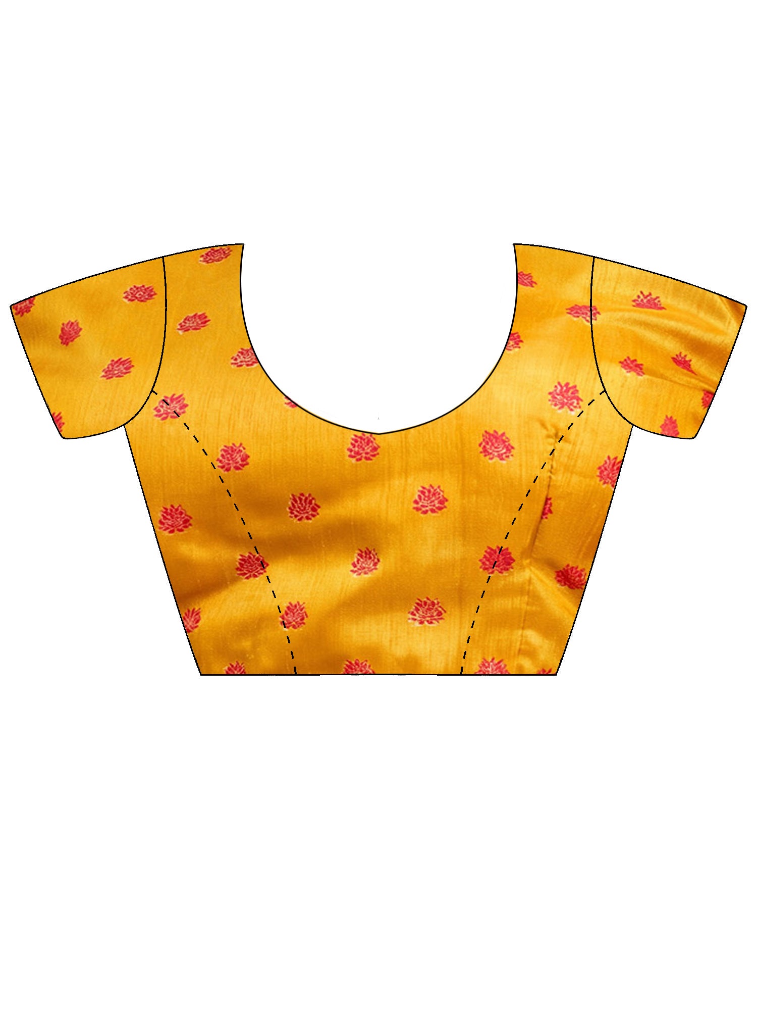 Unstitched yellow silk blend blouse piece with ethnic motif design
