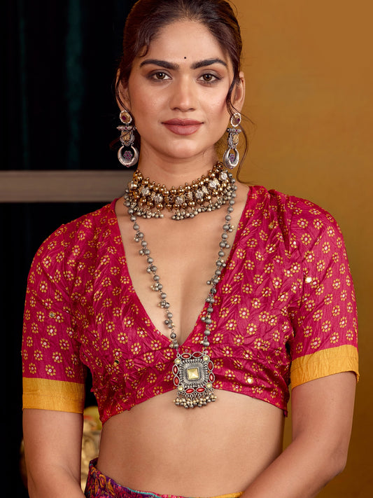 Multicolored tussar silk saree view 1