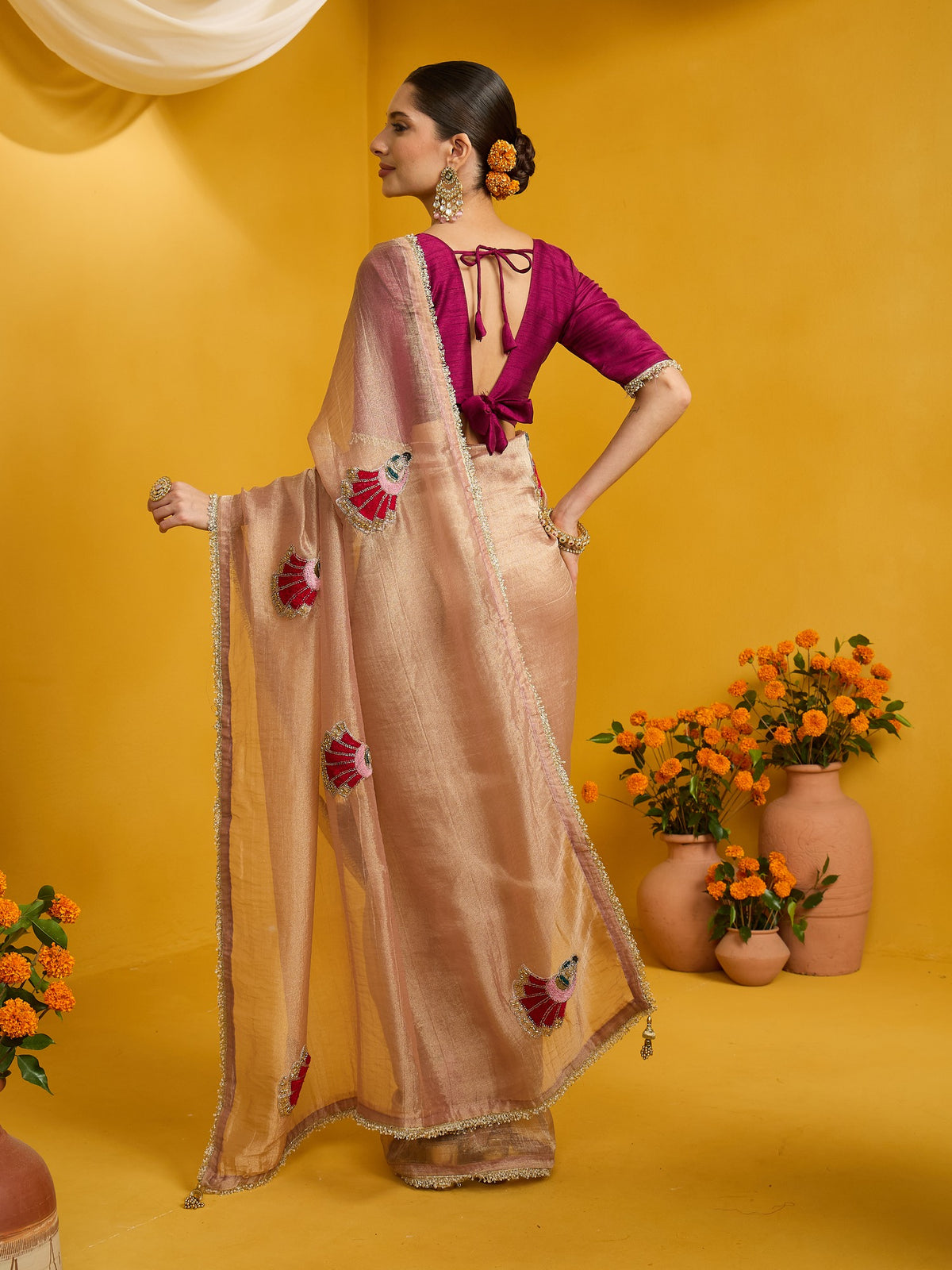 Rose Gold Tissue saree – detail view 6