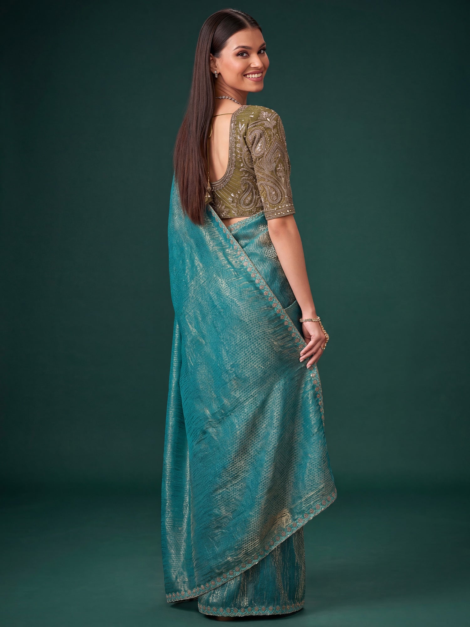 Light Blue Georgette saree – detail view 1