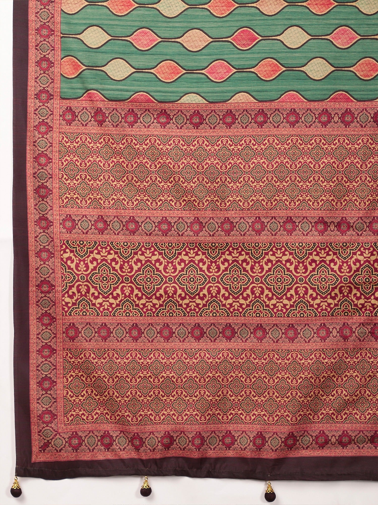 Teal Green Silk Blend saree – detail view 5