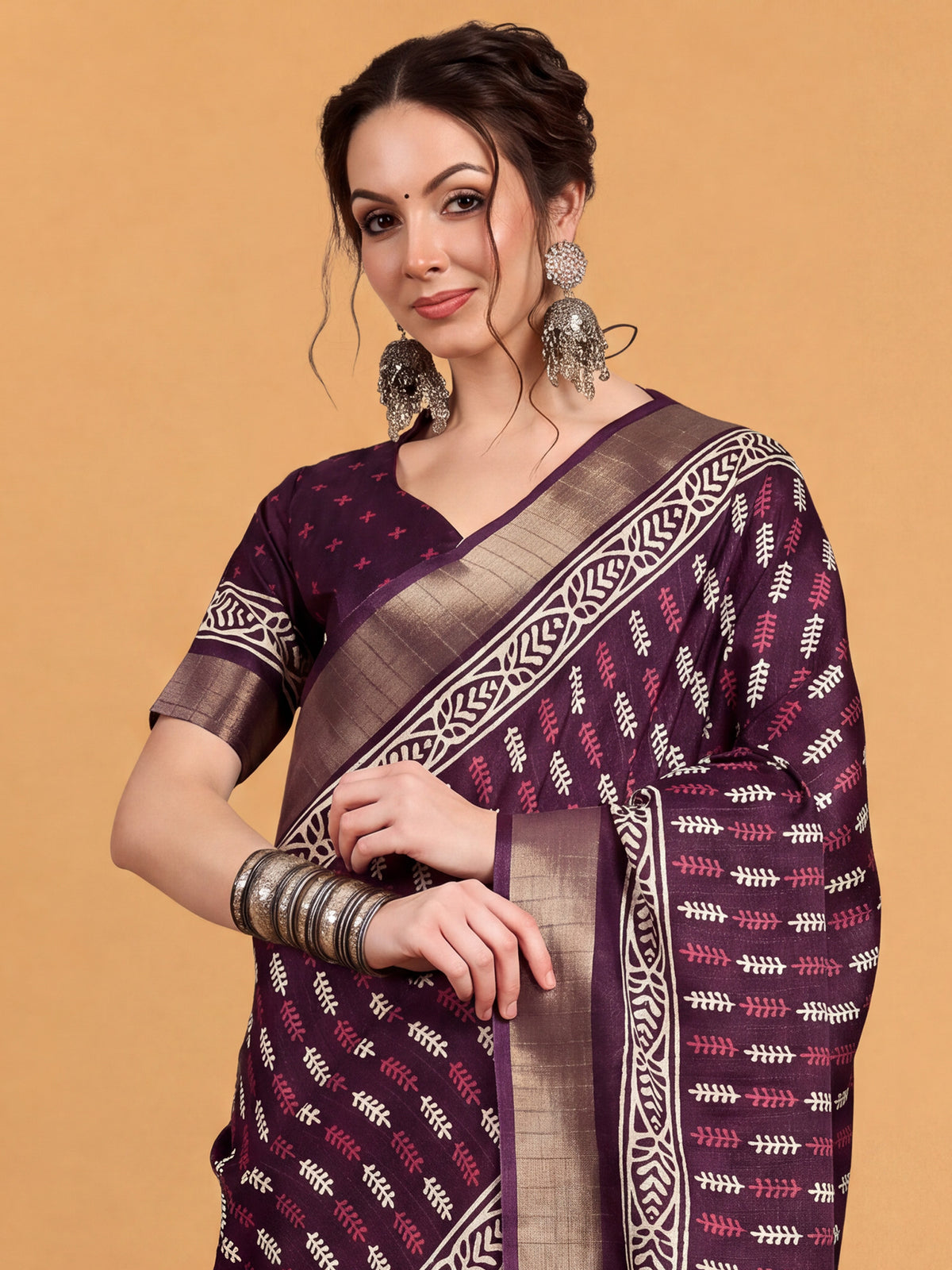 Purple Silk Blend saree – detail view 4