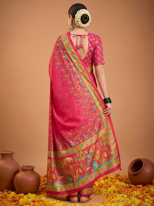 Pink Silk Blend saree – detail view 1