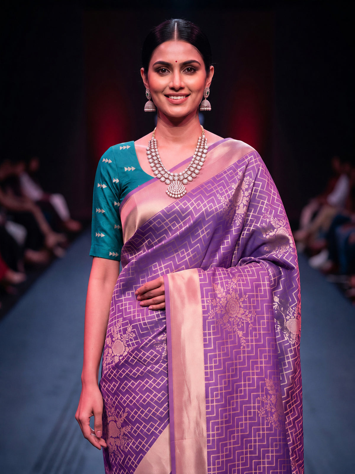 Purple Silk Blend saree – detail view 4