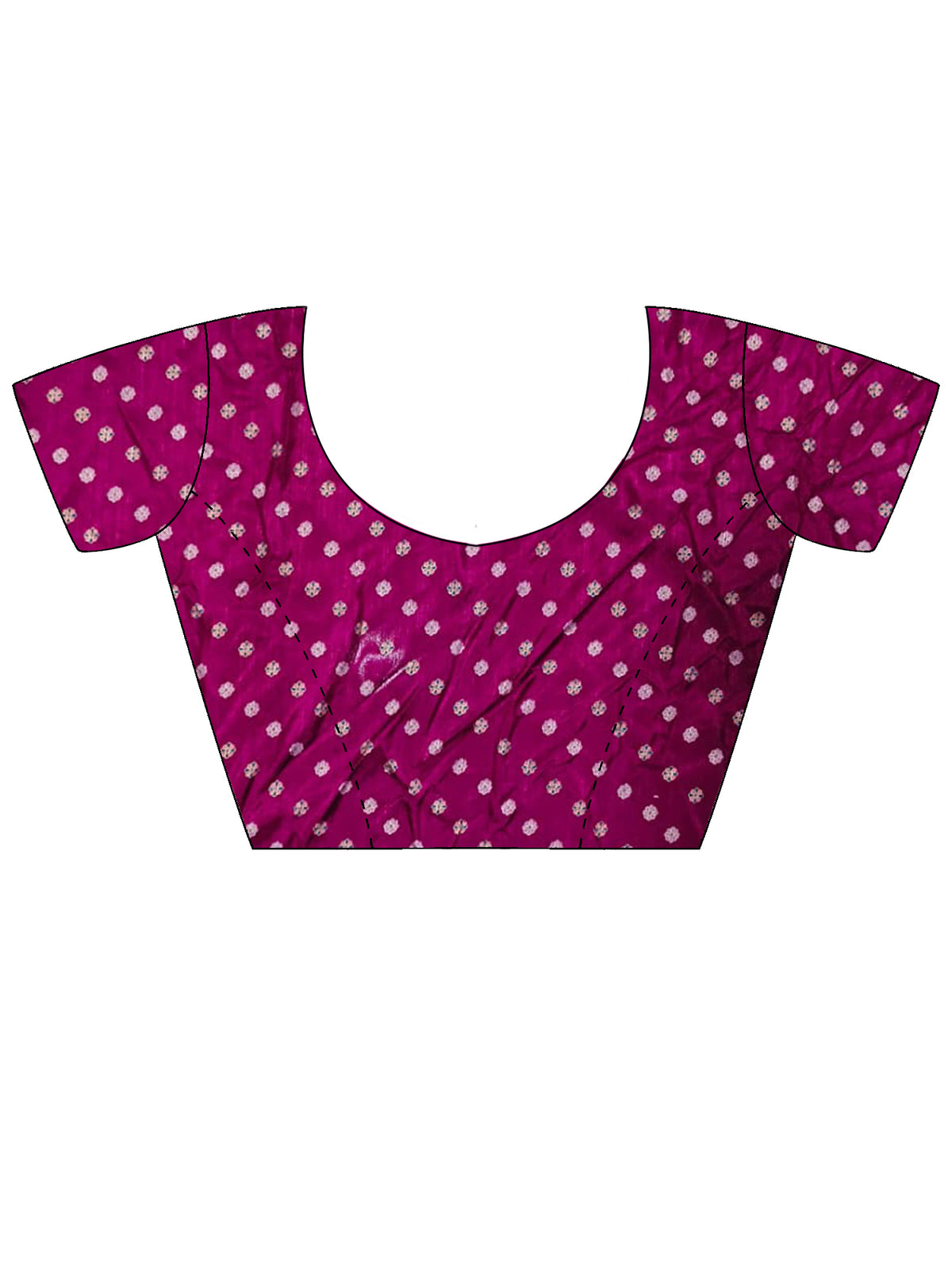 Unstitched purple silk blend blouse piece with geometric design