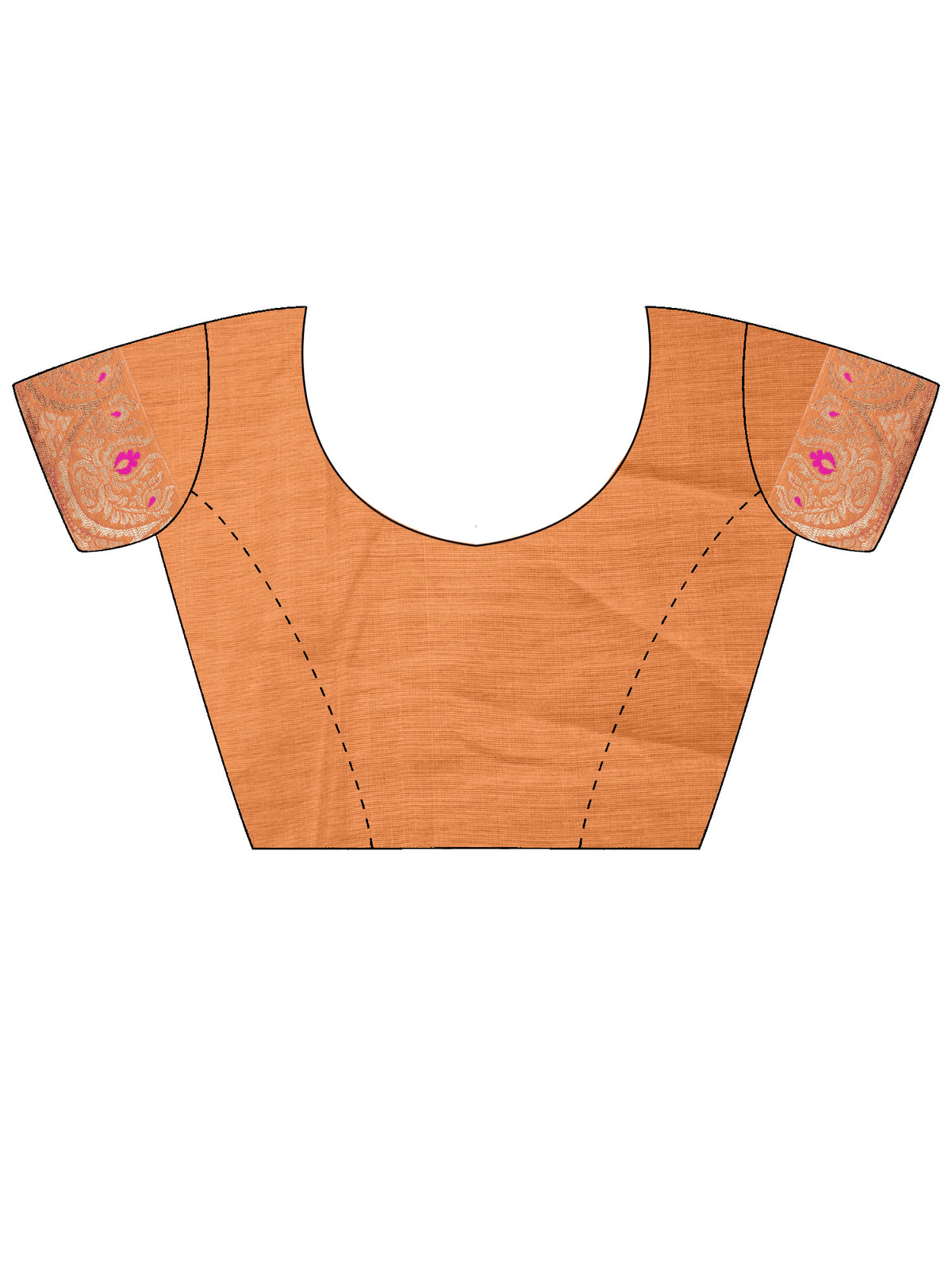 Unstitched orange silk blend blouse piece with woven design design