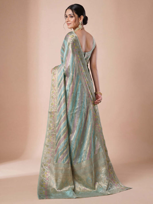 Light Blue Organza saree – detail view 1