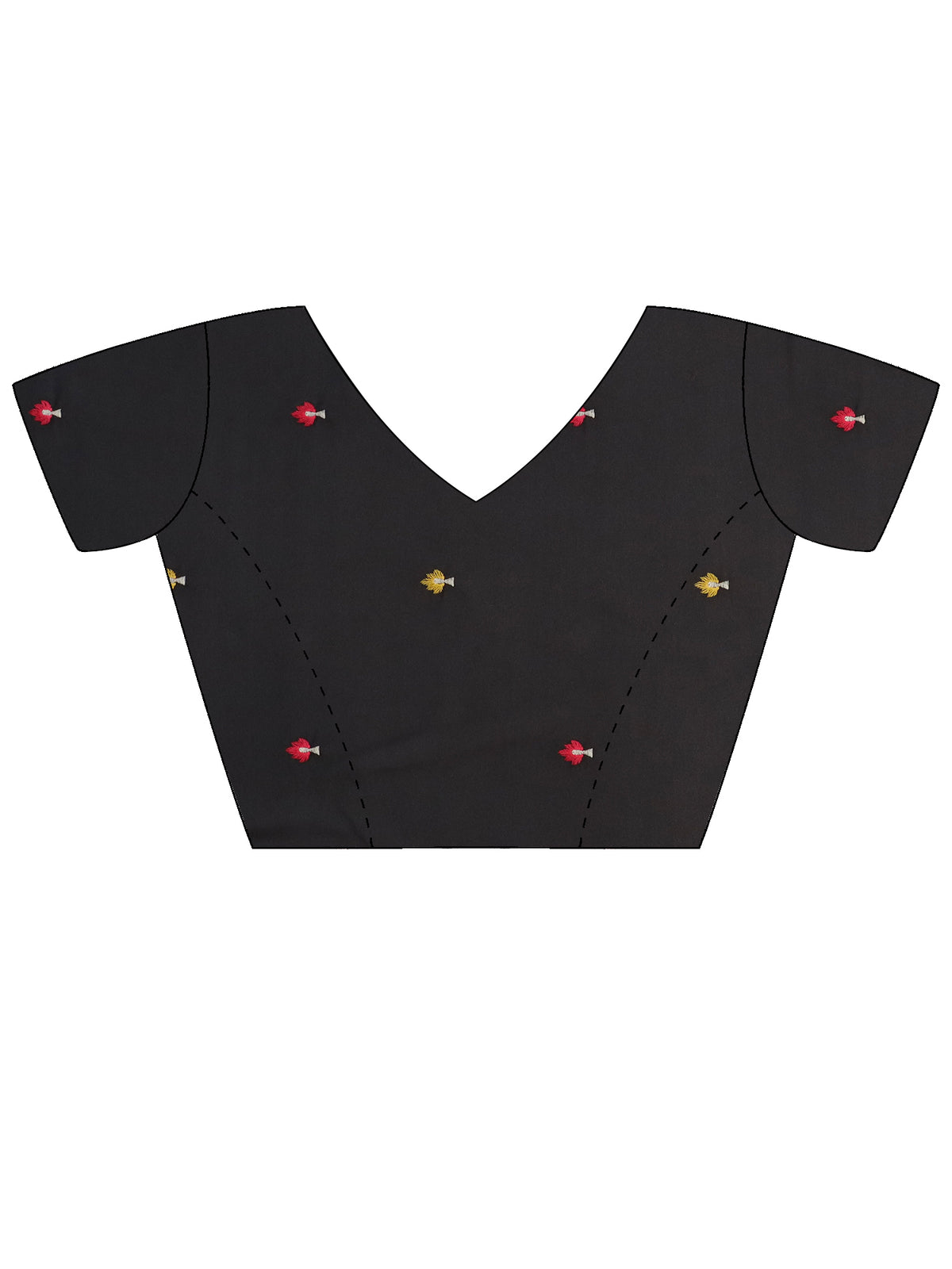 Unstitched black georgette blouse piece with embroidered design